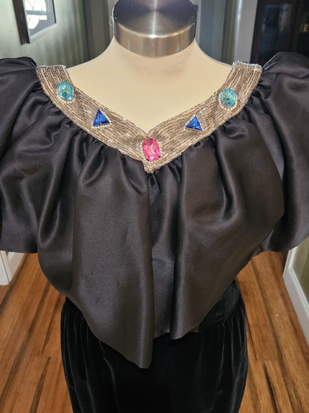 Vintage LAWRENCE for Neiman Marcus Black Velvet Dress with Jewel Neckline Size 6